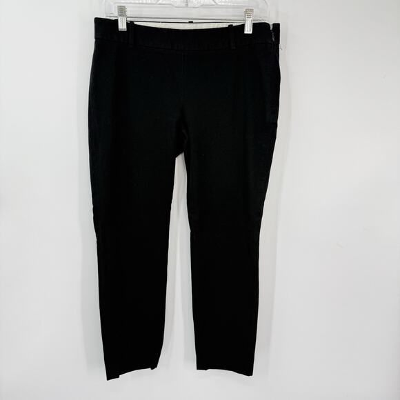 J Crew Minnie Crop Pants 6 Black Mid Rise Stretch Twill Skinny Side Zip Preppy - Picture 8 of 9
